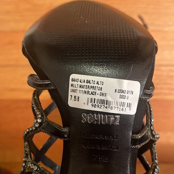 NWT Schutz Reva Black Crystal Caged Heels size 7.5. In Box. - Picture 6 of 9